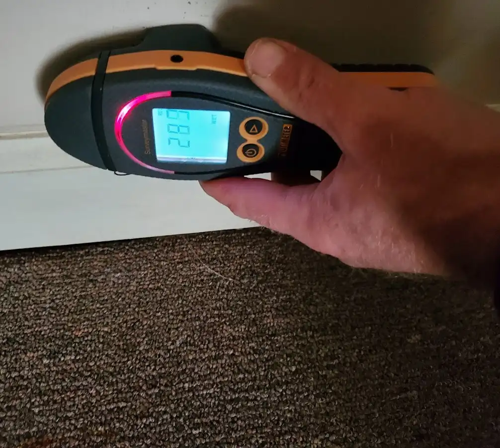 Moisture detection at baseboard during Burst Pipe Cleanup in Pickerington